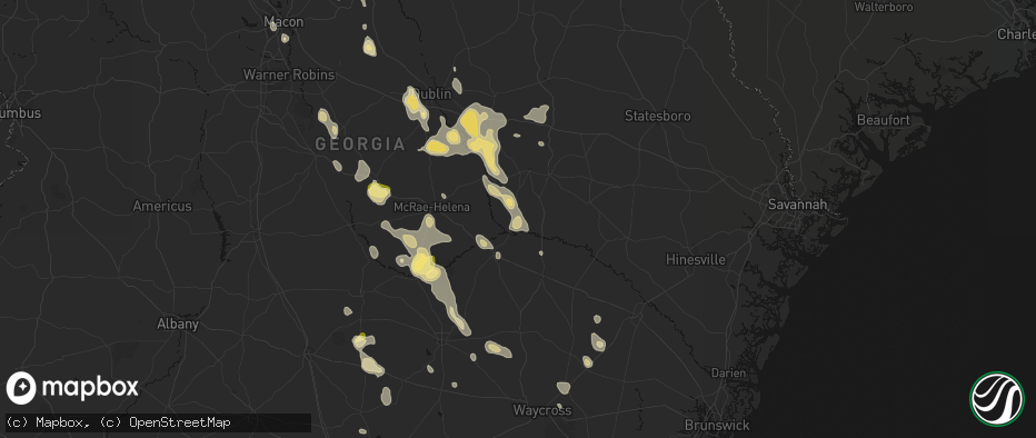 Hail map in Uvalda, GA on May 17, 2026