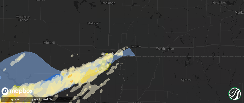 Hail map in Valley Springs, SD on May 17, 2026