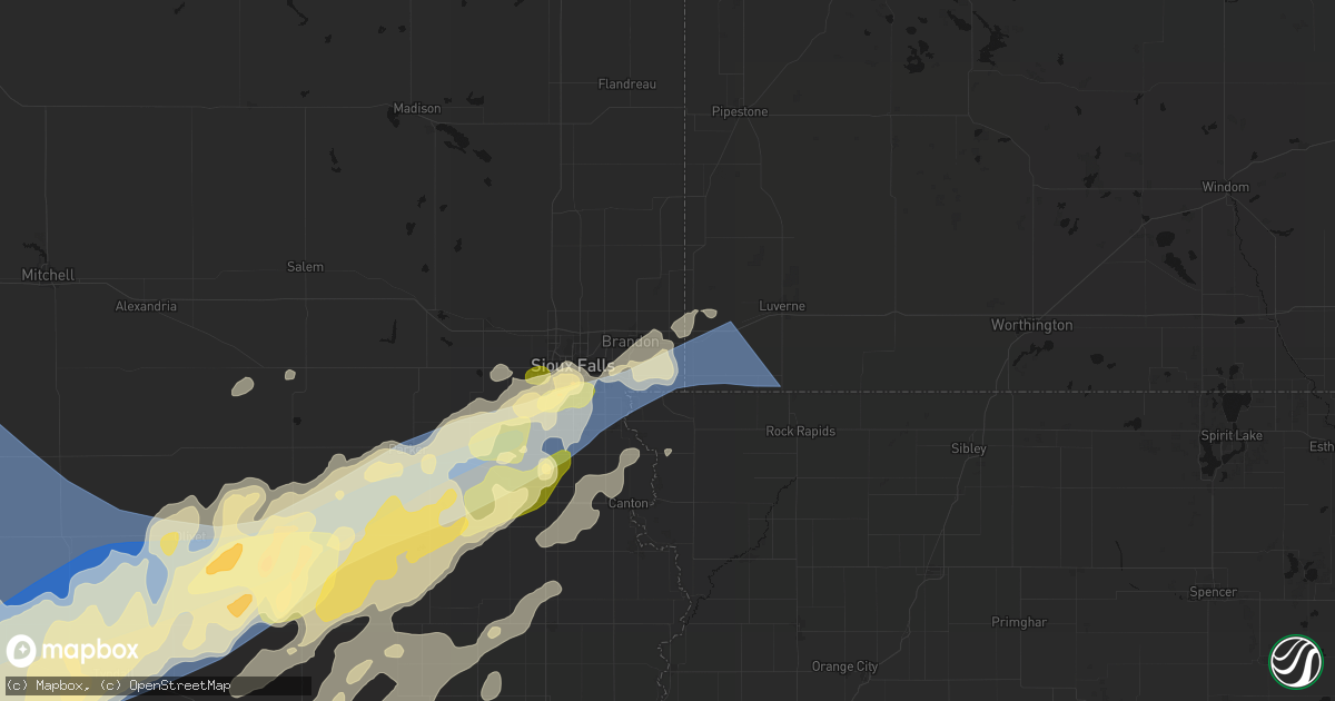 Hail map in Valley Springs, SD on May 17, 2026