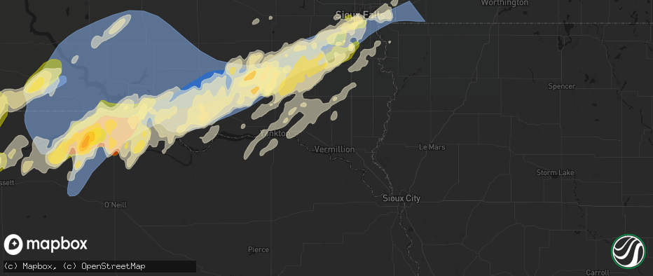 Hail map in Vermillion, SD on May 17, 2026