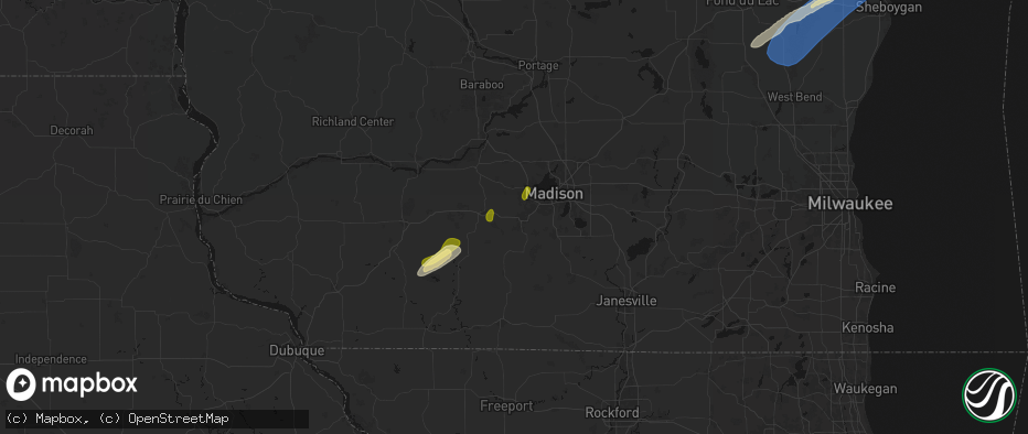Hail map in Verona, WI on May 17, 2026