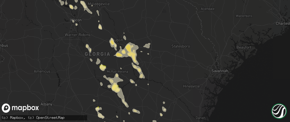 Hail map in Vidalia, GA on May 17, 2026
