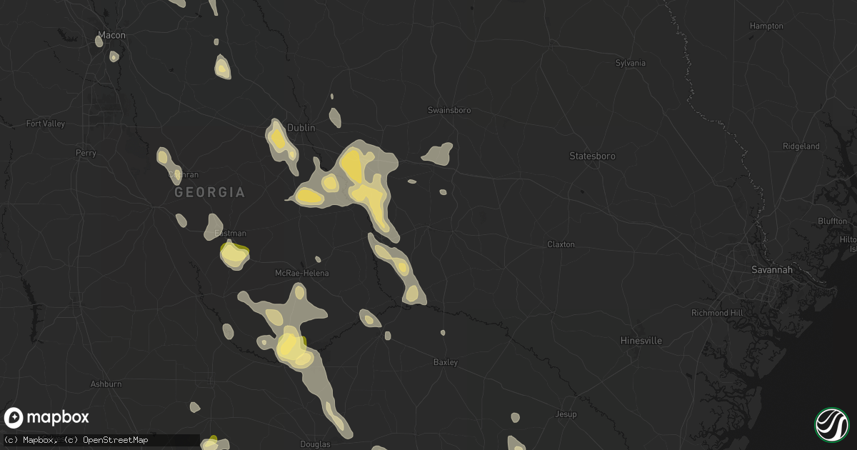 Hail map in Vidalia, GA on May 17, 2026