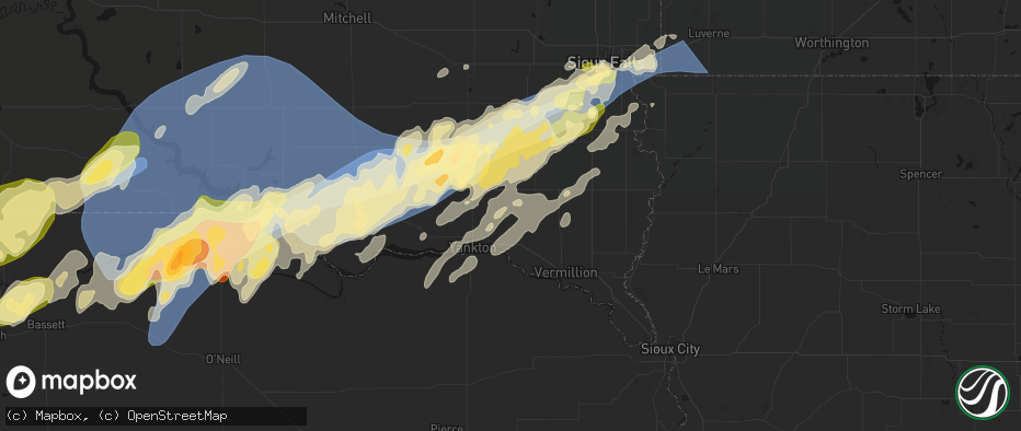 Hail map in Volin, SD on May 17, 2026