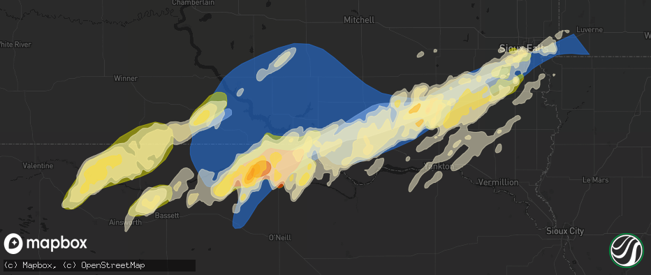 Hail map in Wagner, SD on May 17, 2026