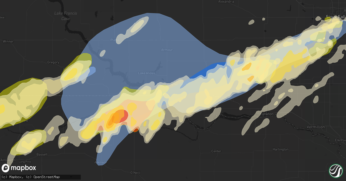 Hail map in Wagner, SD on May 17, 2026