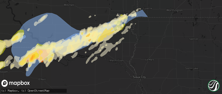 Hail map in Wakonda, SD on May 17, 2026