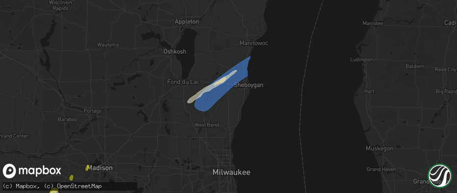 Hail map in Waldo, WI on May 17, 2026