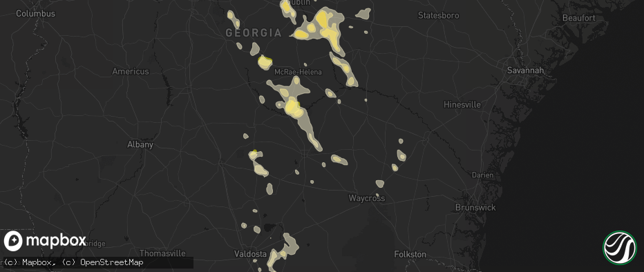 Hail map in West Green, GA on May 17, 2026