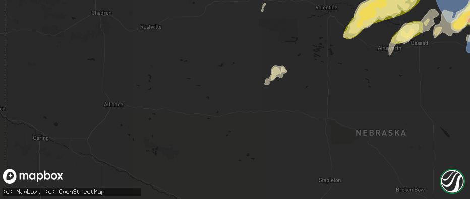 Hail map in Whitman, NE on May 17, 2026