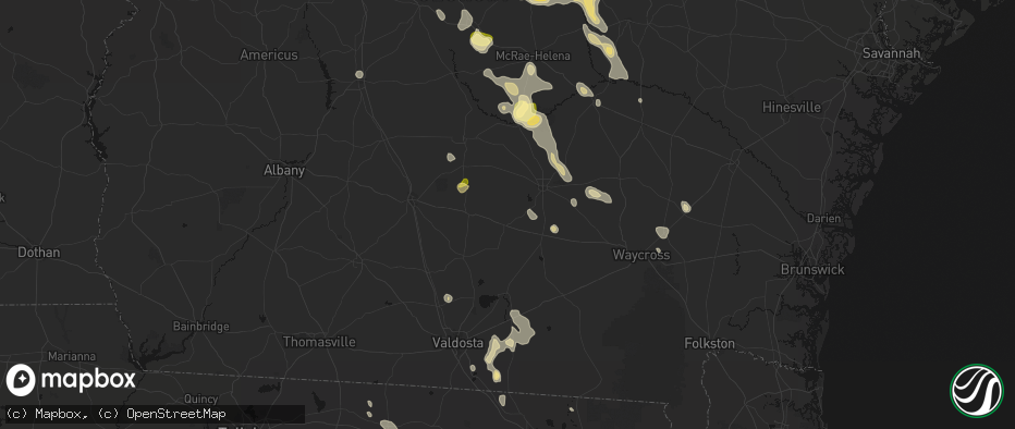 Hail map in Willacoochee, GA on May 17, 2026