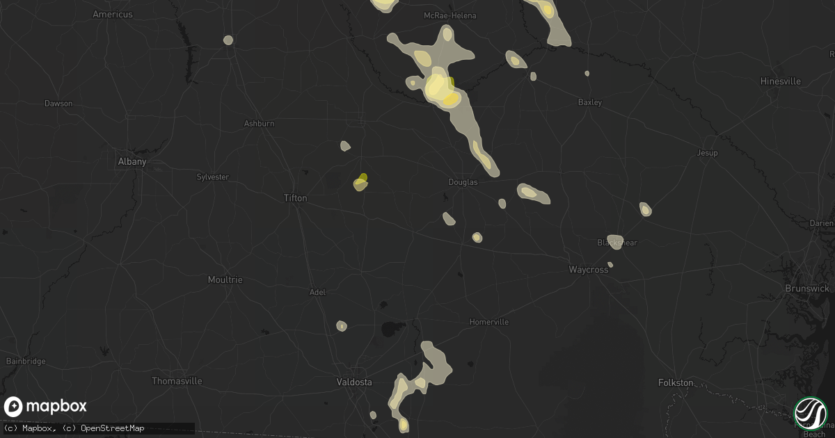 Hail map in Willacoochee, GA on May 17, 2026