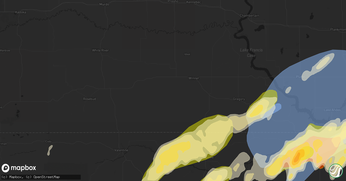 Hail map in Winner, SD on May 17, 2026