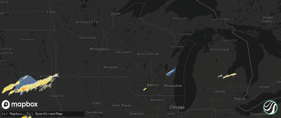 Hail map in Wisconsin on May 17, 2026
