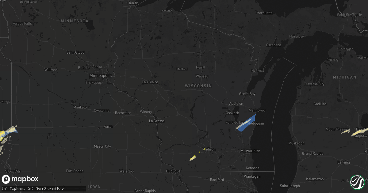 Hail map in Wisconsin on May 17, 2026