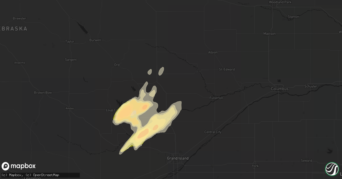 Hail map in Wolbach, NE on May 17, 2026
