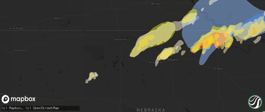 Hail map in Wood Lake, NE on May 17, 2026