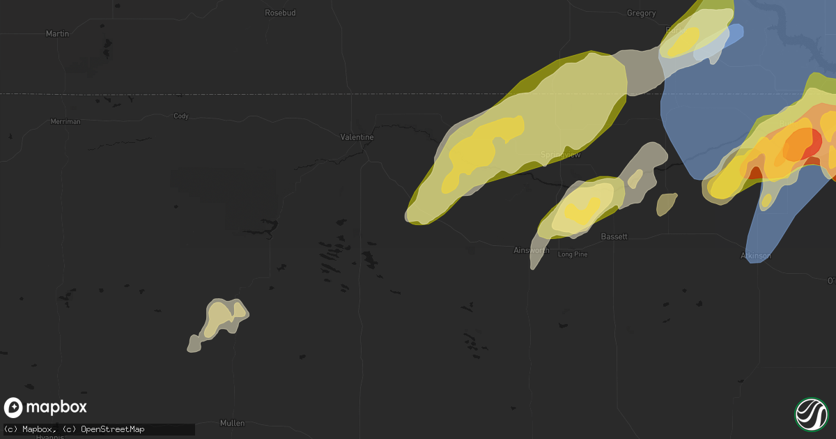 Hail map in Wood Lake, NE on May 17, 2026