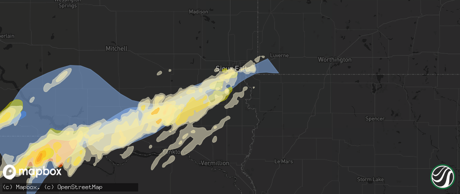 Hail map in Worthing, SD on May 17, 2026
