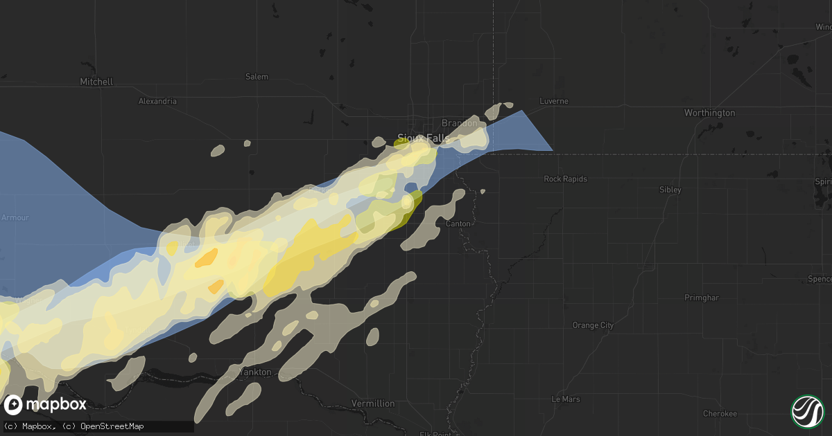 Hail map in Worthing, SD on May 17, 2026