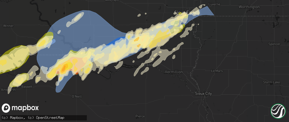 Hail map in Yankton, SD on May 17, 2026