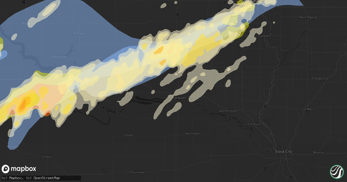 Hail map in Yankton, SD on May 17, 2026