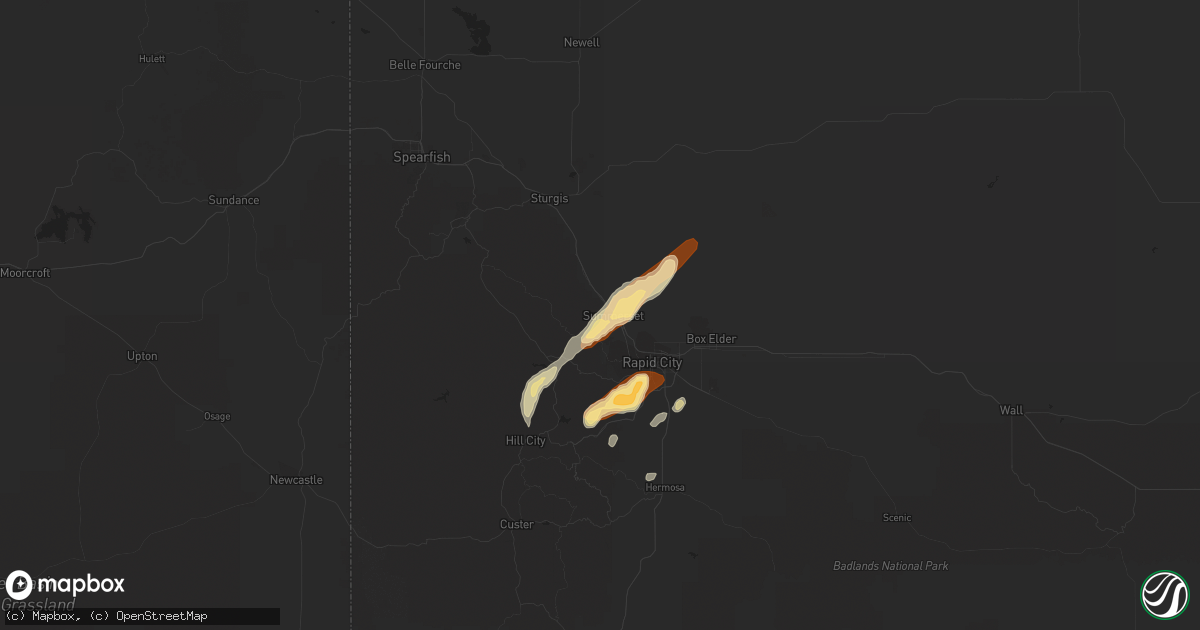 Hail map in Black Hawk, SD on May 18, 2013