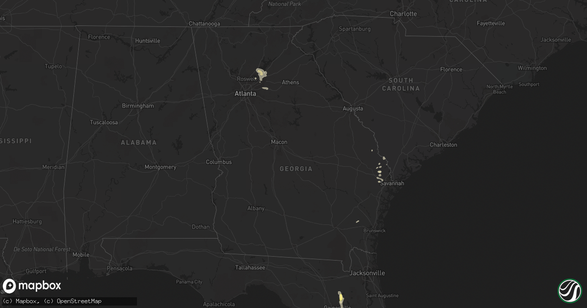 Hail map in Georgia on May 18, 2013