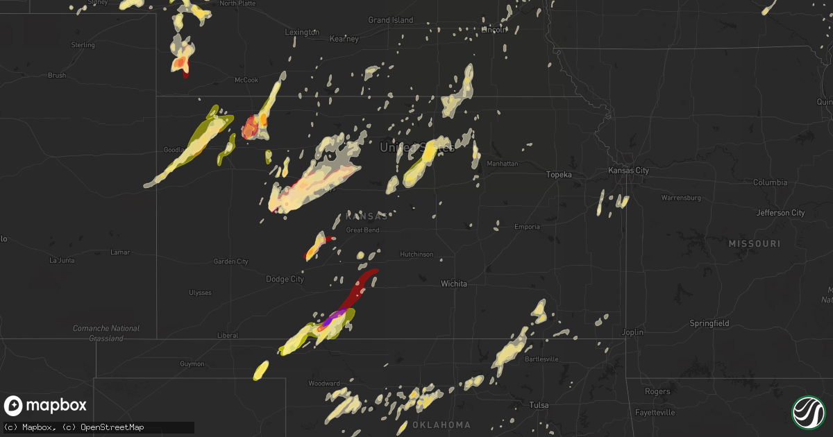 Hail map in Kansas on May 18, 2013