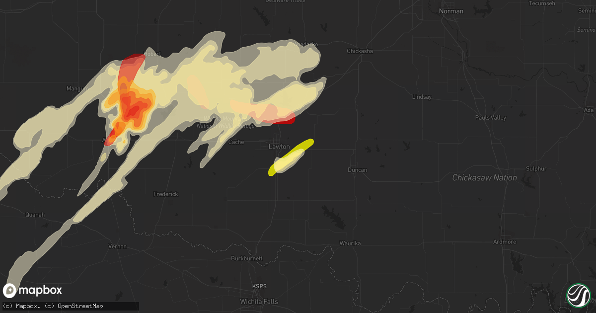 Hail map in Lawton, OK on May 18, 2013