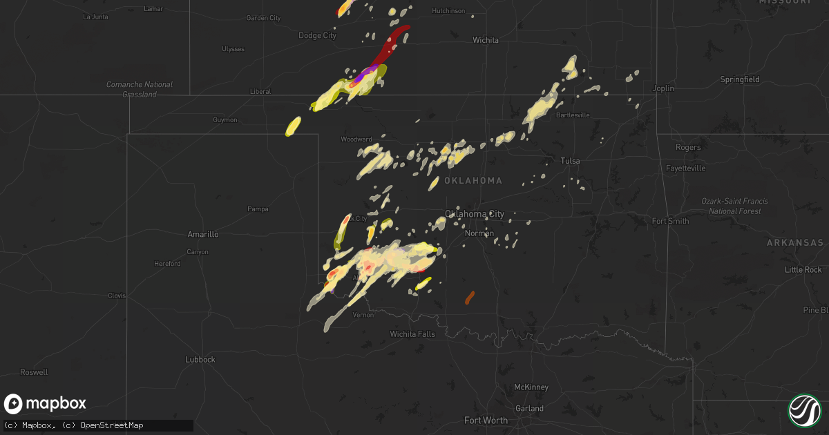 Hail map in Oklahoma on May 18, 2013