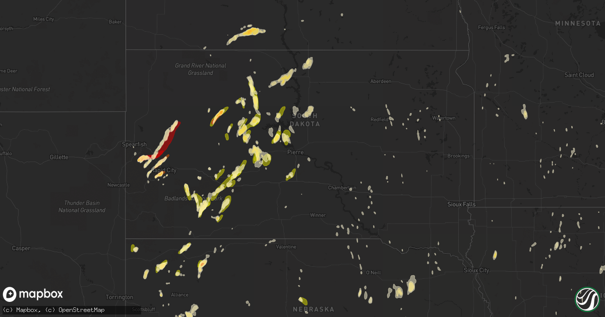 Hail map in South Dakota on May 18, 2013