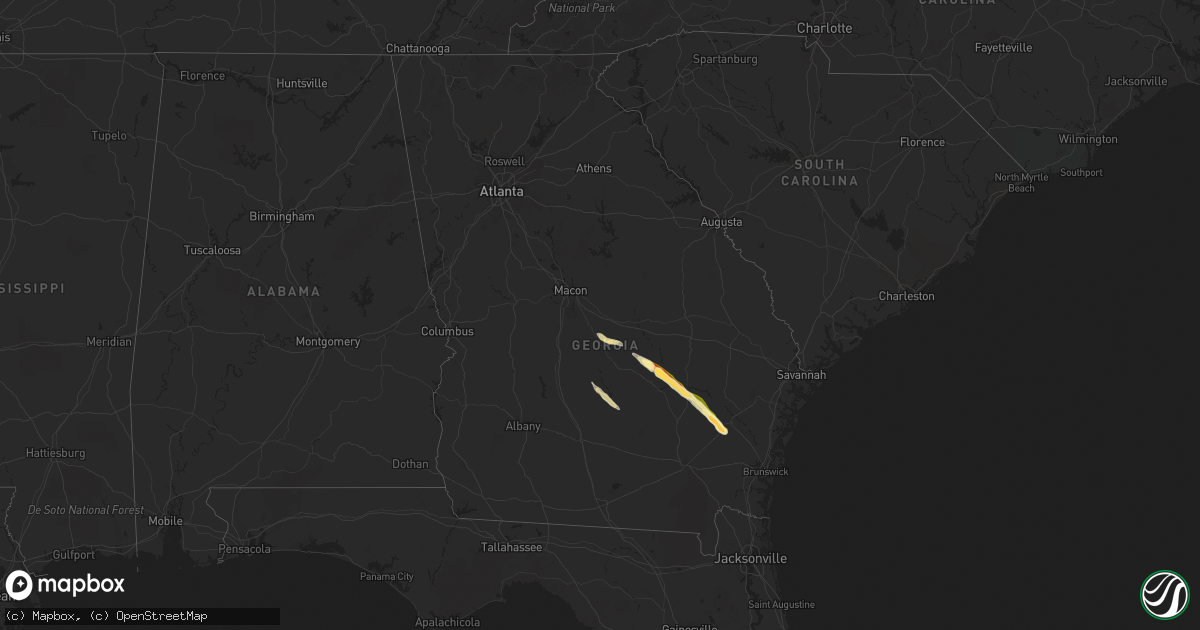 Hail map in Georgia on May 18, 2014