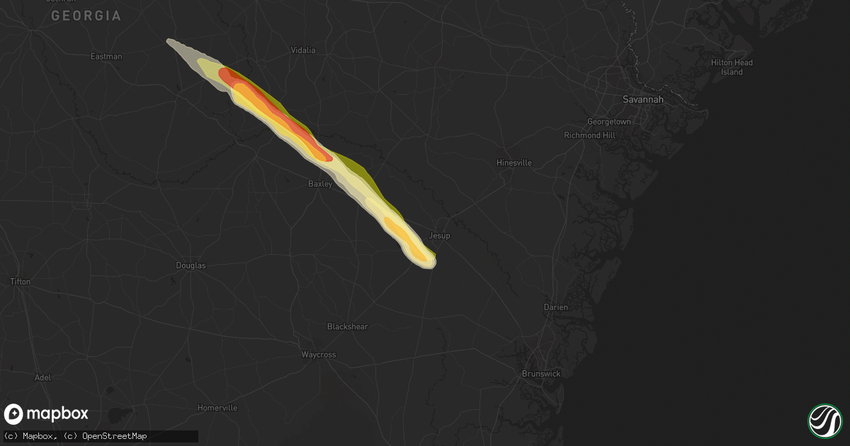 Hail map in Jesup, GA on May 18, 2014