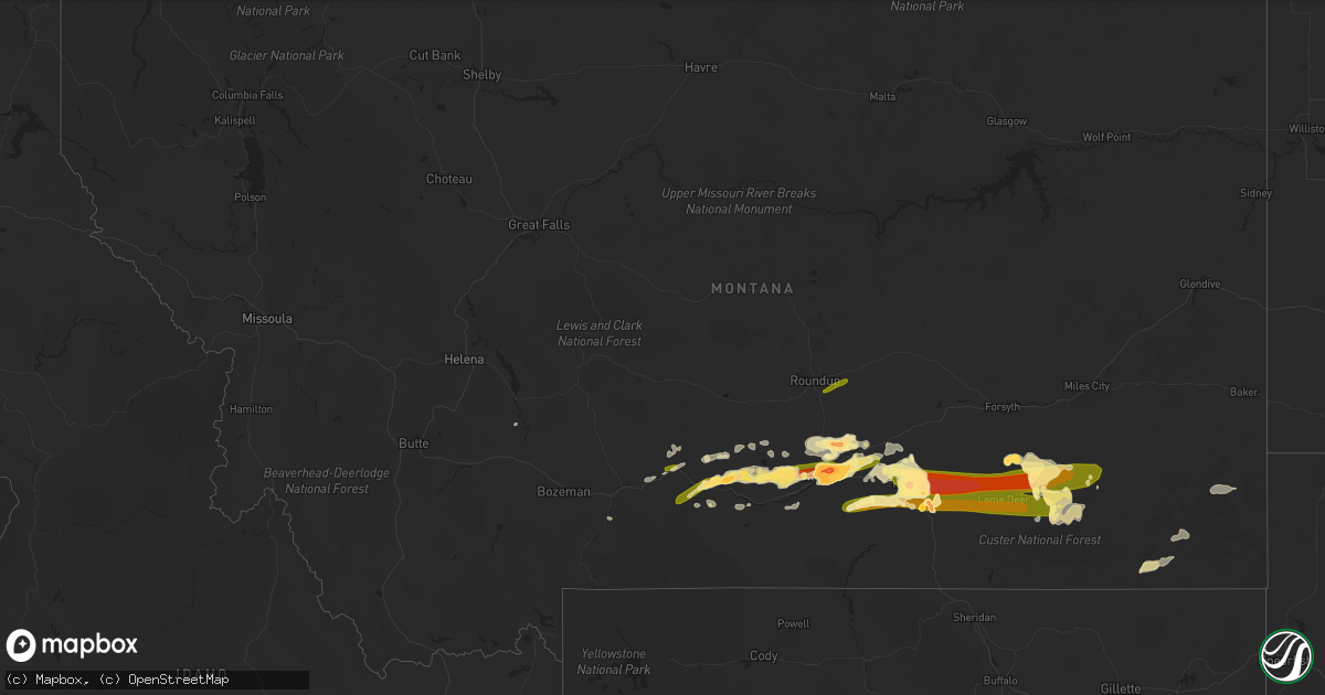 Hail map in Montana on May 18, 2014