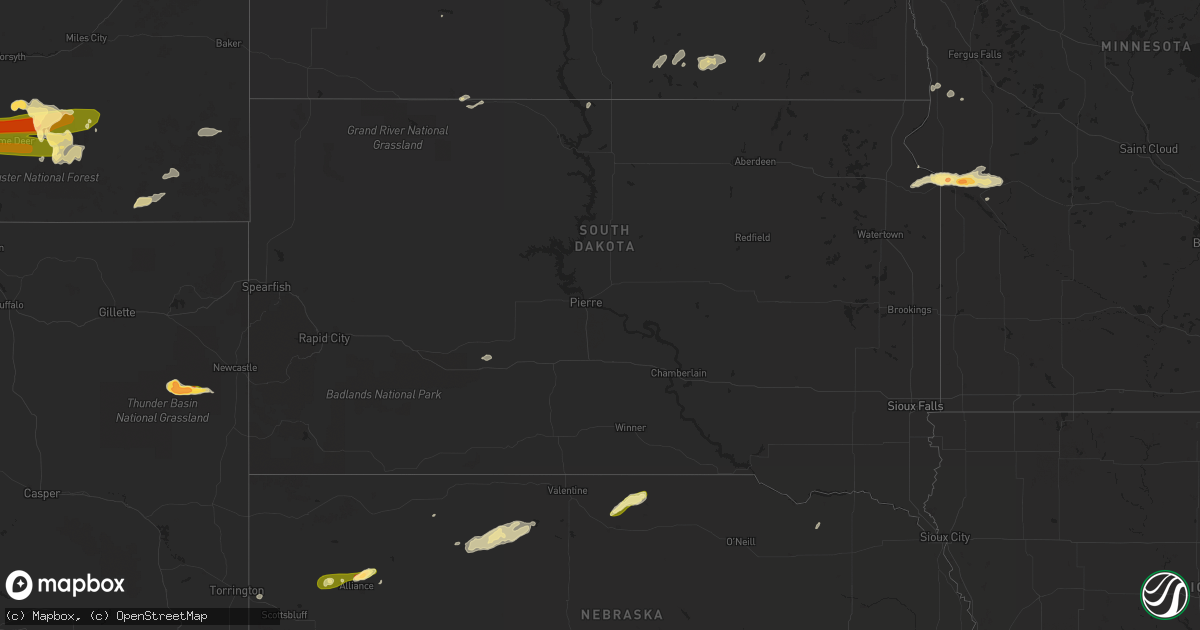 Hail map in South Dakota on May 18, 2014