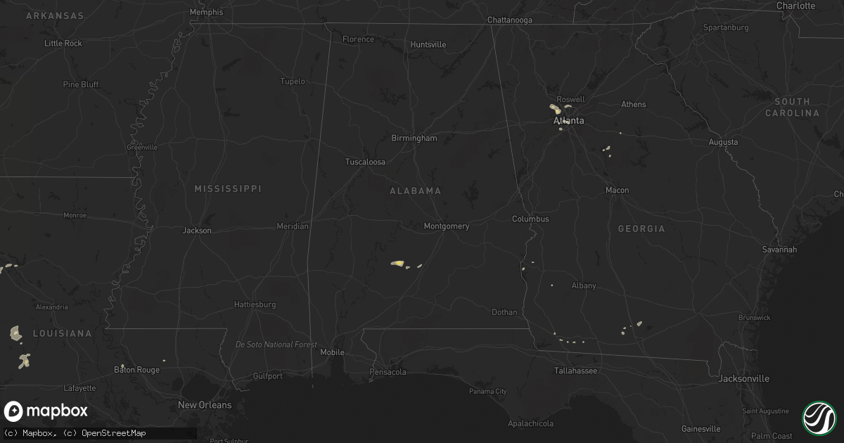 Hail map in Alabama on May 18, 2015