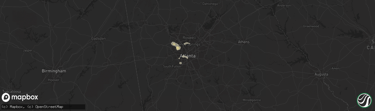 Hail map in Atlanta, GA on May 18, 2015