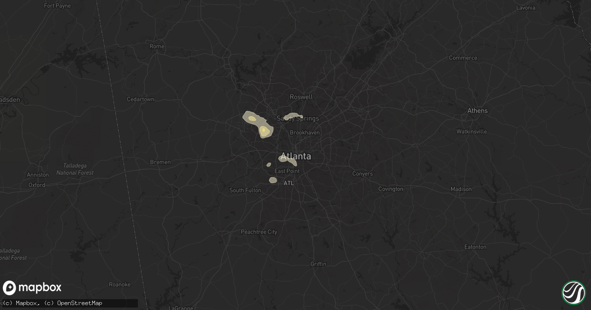 Hail map in Atlanta, GA on May 18, 2015
