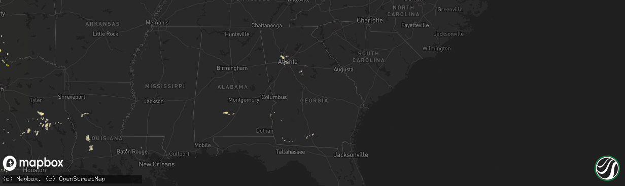 Hail map in Georgia on May 18, 2015