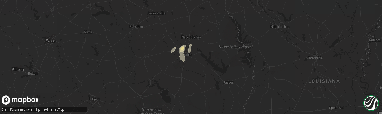 Hail map in Lufkin, TX on May 18, 2015