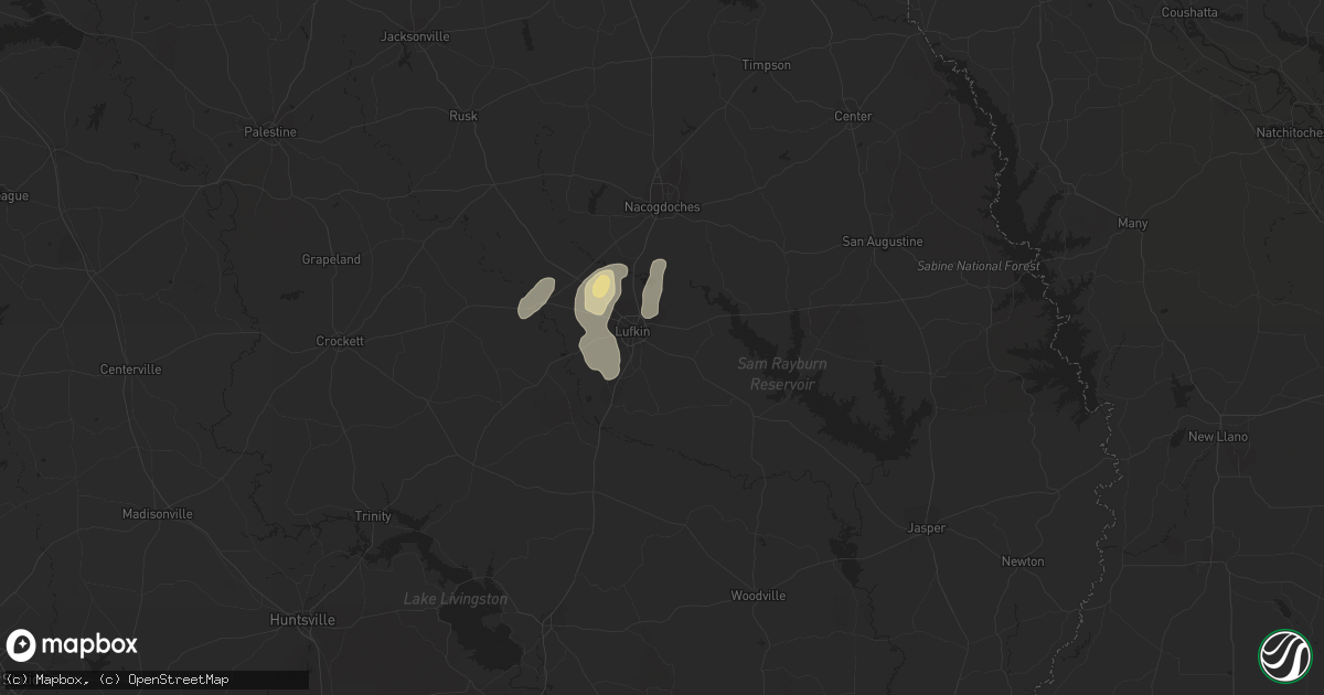 Hail map in Lufkin, TX on May 18, 2015