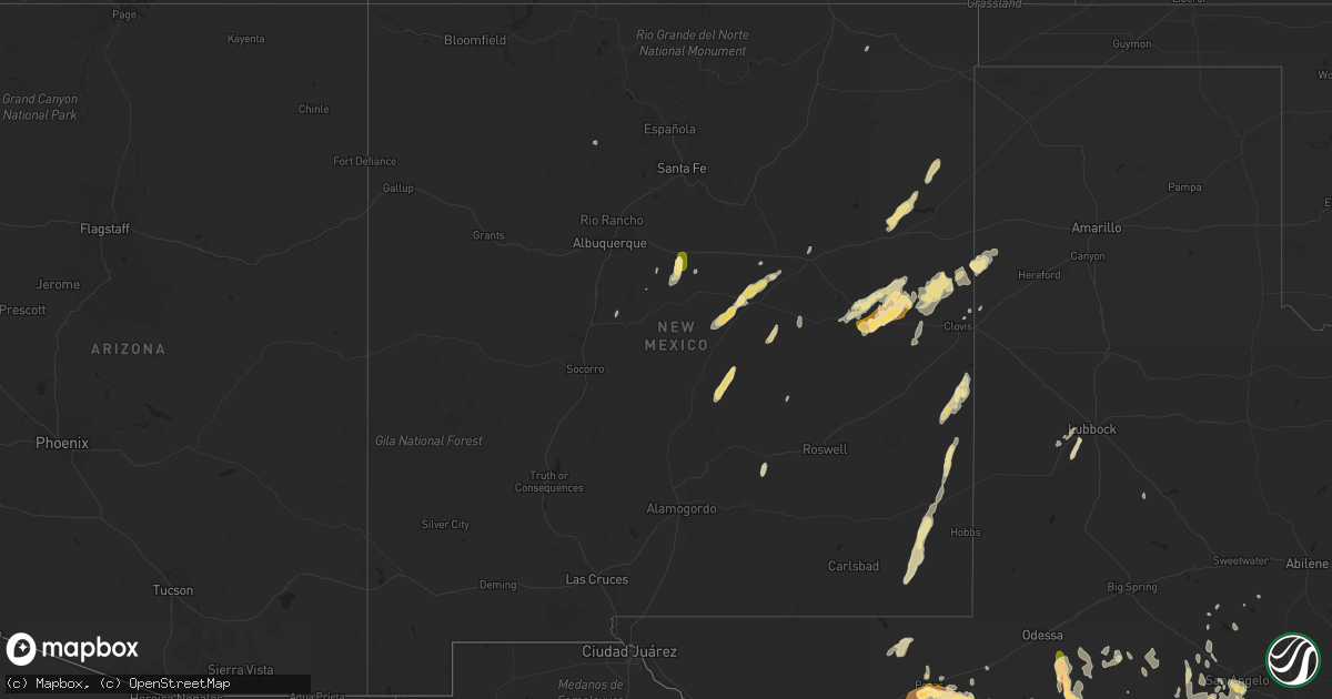 Hail map in New Mexico on May 18, 2015