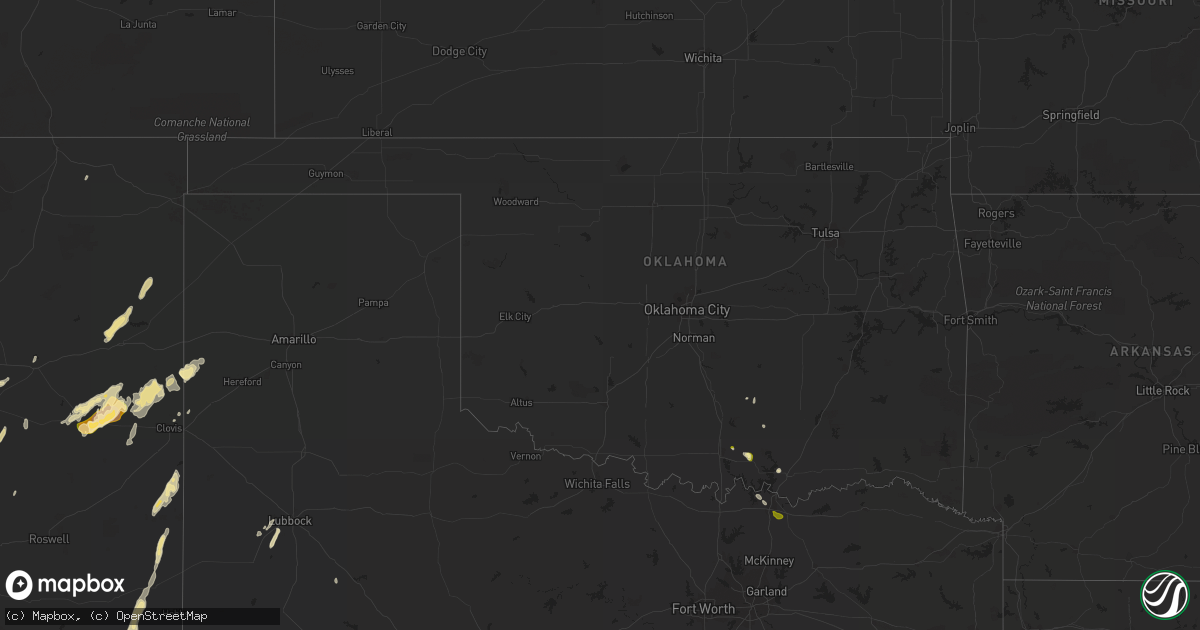 Hail map in Oklahoma on May 18, 2015