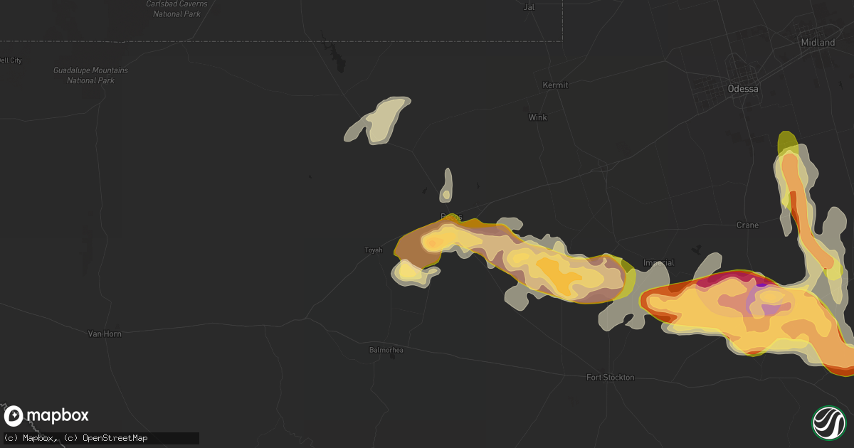 Hail map in Pecos, TX on May 18, 2015