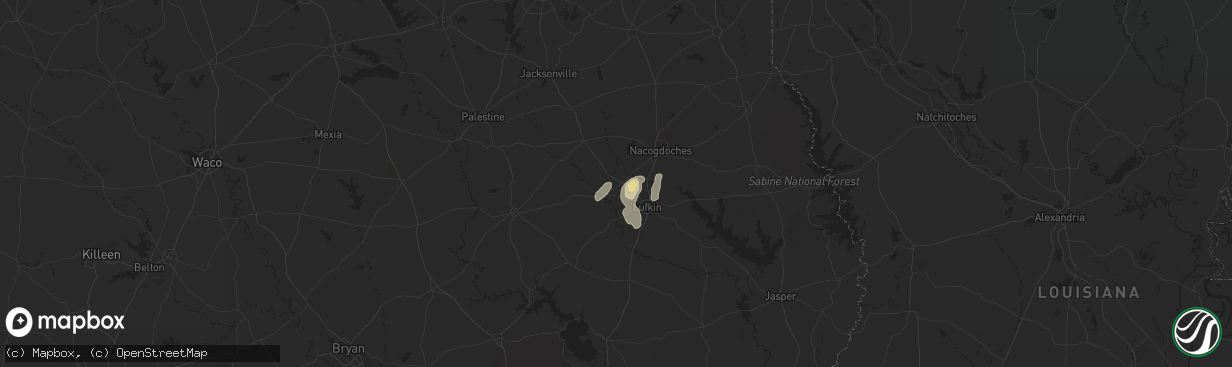 Hail map in Pollok, TX on May 18, 2015