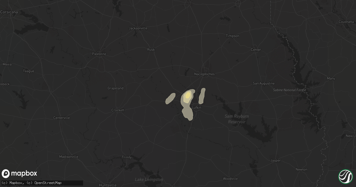 Hail map in Pollok, TX on May 18, 2015