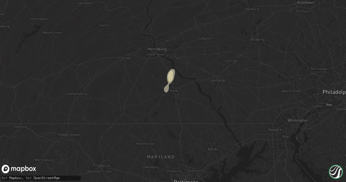 Hail map in York, PA on May 18, 2015