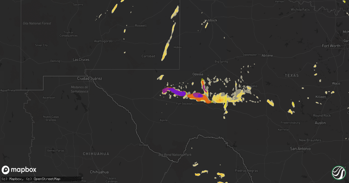 Hail map on May 18, 2015