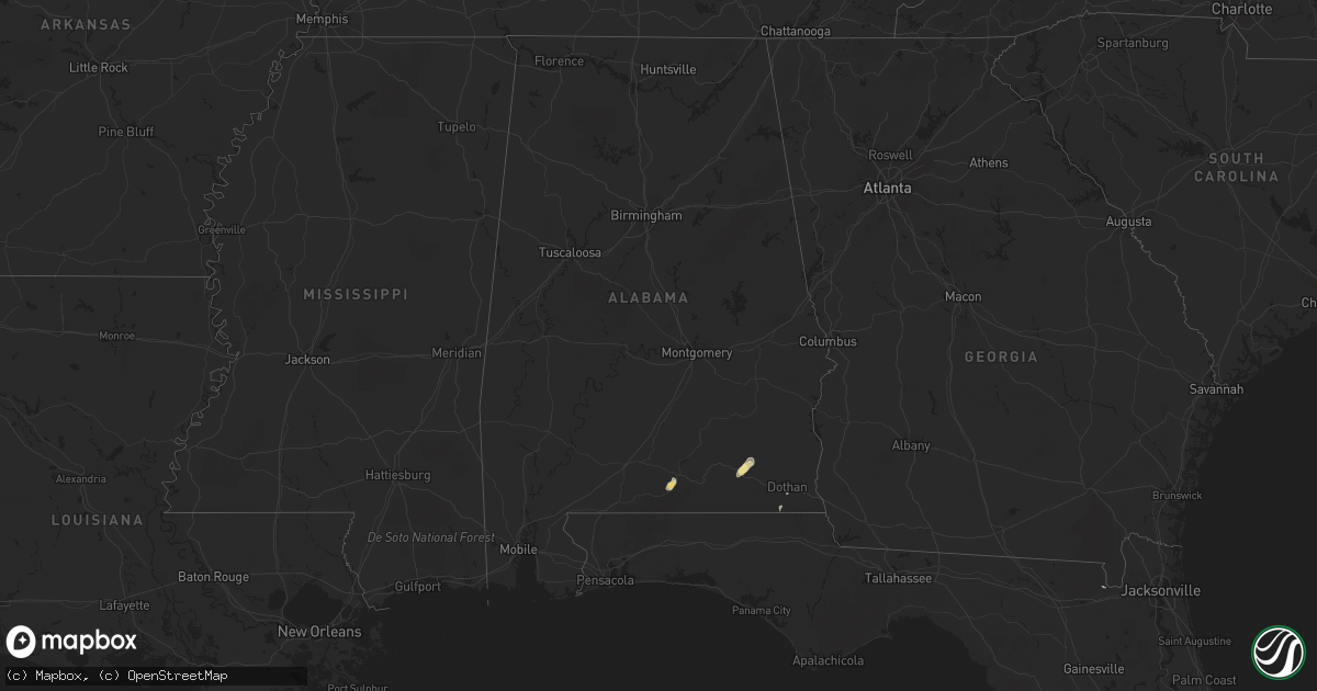 Hail map in Alabama on May 18, 2016
